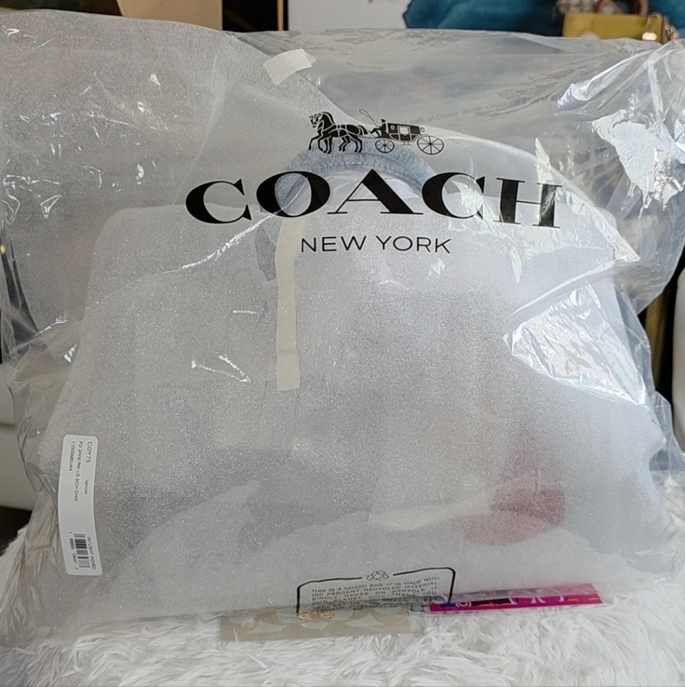 COACH Rowan Large Satchel Bag In Loved Denim With Charms - Picture 12 of 12